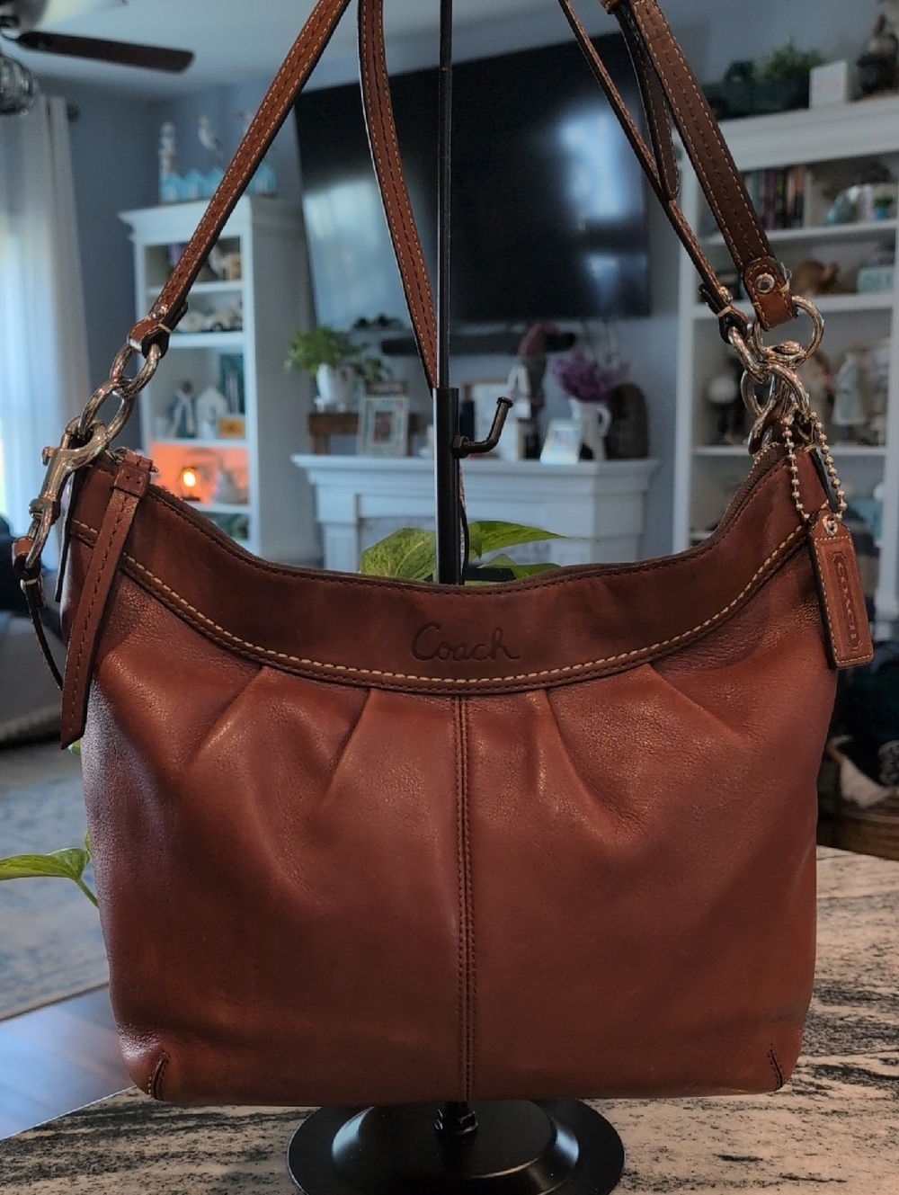 Coach Soho Pleated Brown Burnished Glove-Tanned Leather Hobo Shoulder Bag
